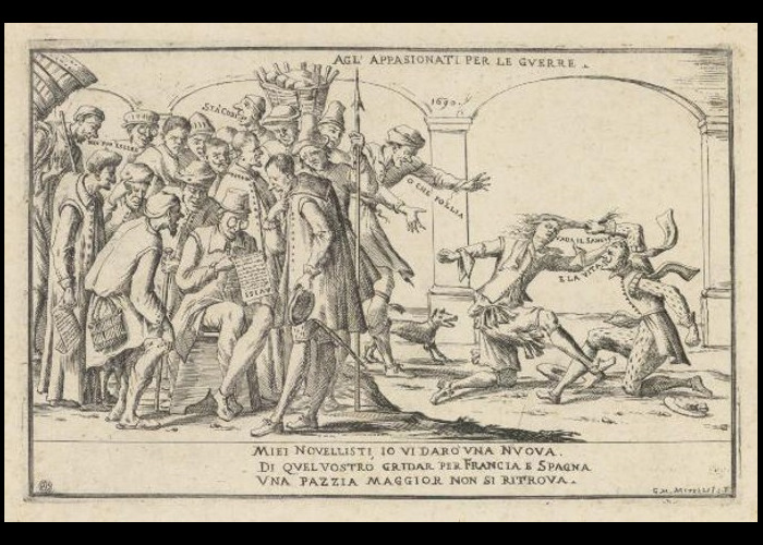 Giuseppe Maria Mitelli (1634–1718), Agli appassionati per le guerre (To the Enthusiasts of War), etching, 1690.