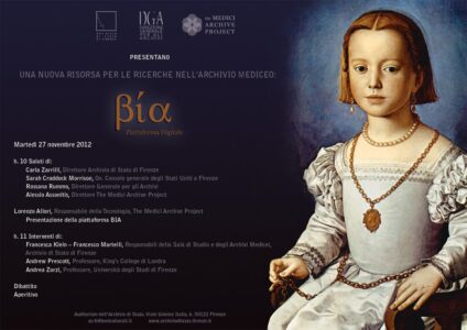 Bia: Una Nuova Risorsa per le Ricerche nell’Archivio Mediceo (Florence, 27 November 12)